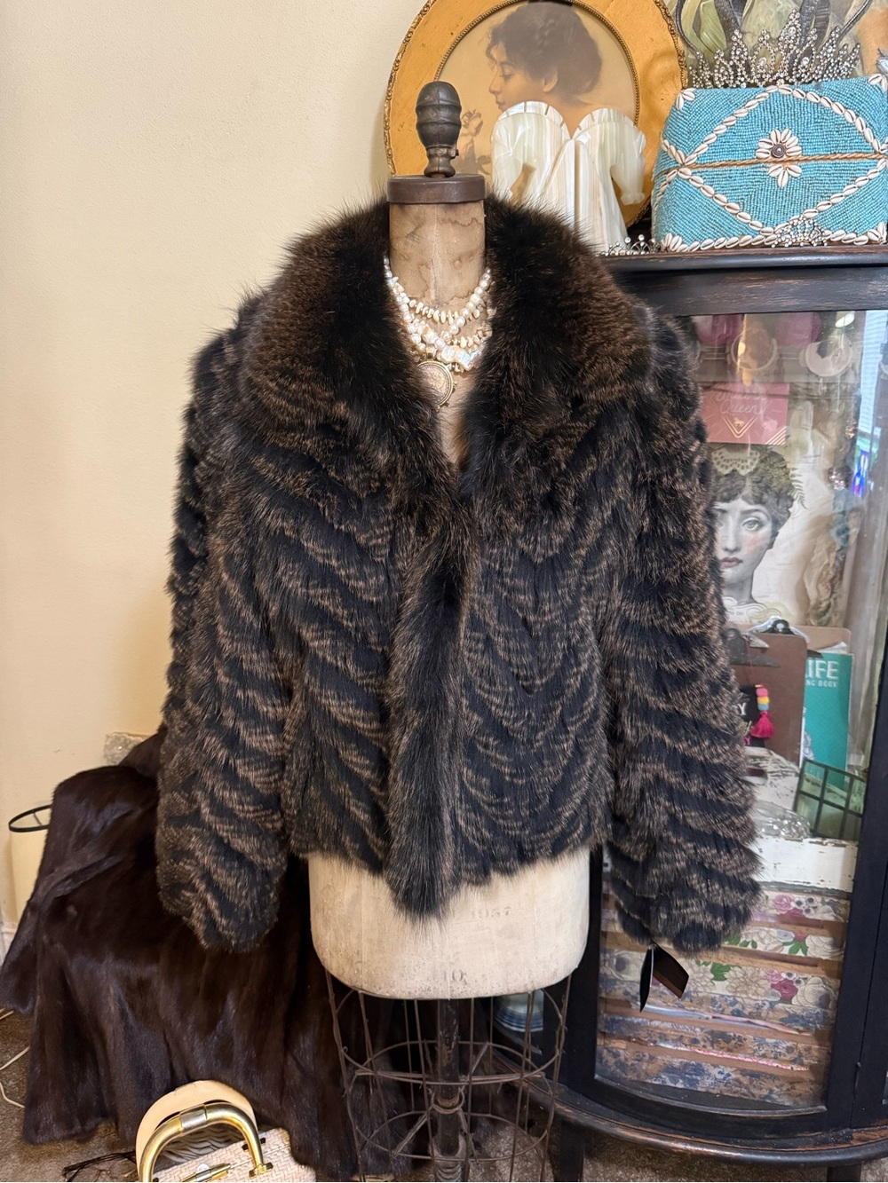 Women's Dark Brown Fox Fur Cropped Jacket